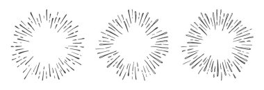 El çizimi güneş patlaması vektör çizimi beyaz arkaplanda izole.