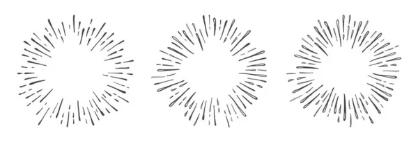 Hand getekend zonnestraal explosie vector illustratie geïsoleerd op witte achtergrond. — Stockvector