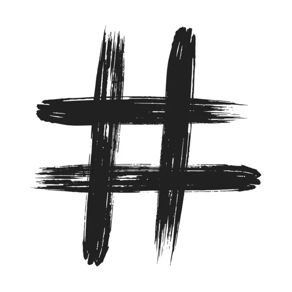 Pincelada dibujada a mano arte sucio hashtag símbolo icono signo — Vector de stock