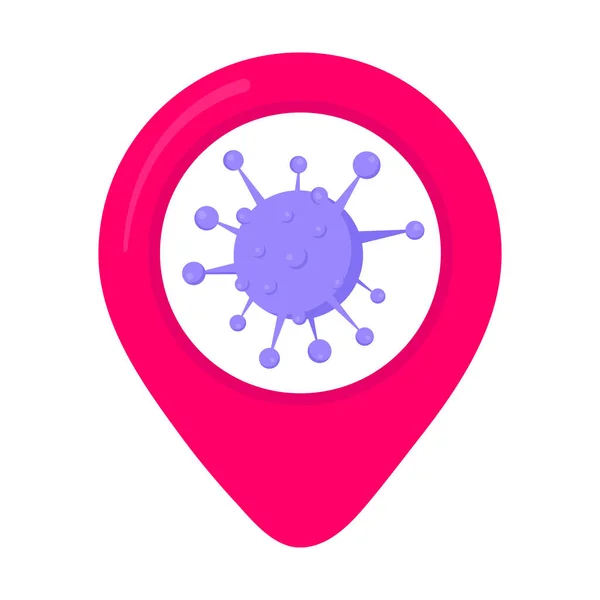 Virus map pin zone area flat style design — Stock Vector
