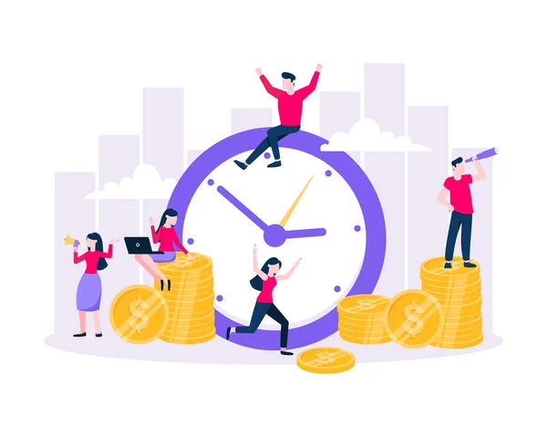 Le temps c'est de l'argent. Gagnez du temps concept d'entreprise illustration vectorielle de style plat — Image vectorielle