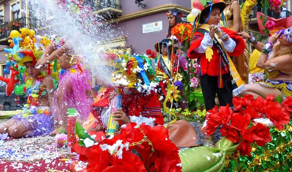 Cuenca Ecuador Februar 2019 Karnevalsumzug Für Kinder Cuenca Kinder Tracht — Stockfoto