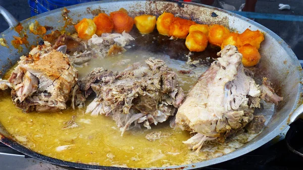 Comida Típica Ecuatoriana Callejera Tazón Grande Chancho Hornado Que Cerdo — Foto de Stock