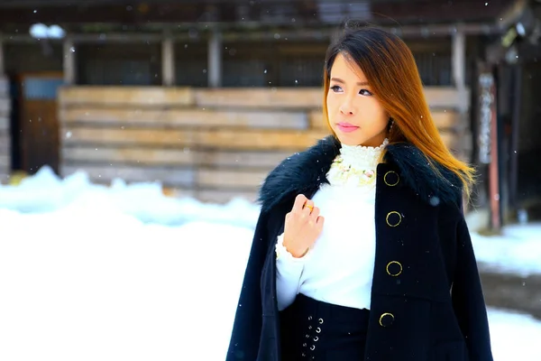 Nieve invierno mujer retrato — Foto de Stock