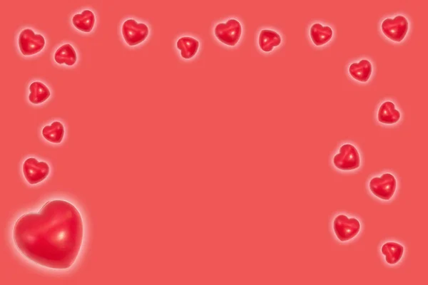 빨간색 배경에 복사 공간에 레드 심장입니다. 개념 발렌타인 — 스톡 사진