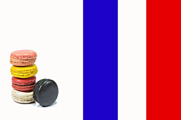 分離のフランス国旗とマカロン — ストック写真