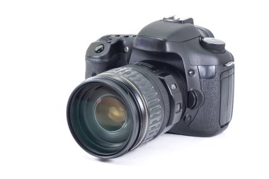 Fotoğraf eski Dslr kameraya izole beyaz.
