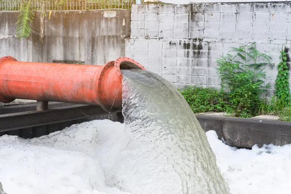 Drainage pipe with water flowing into the river