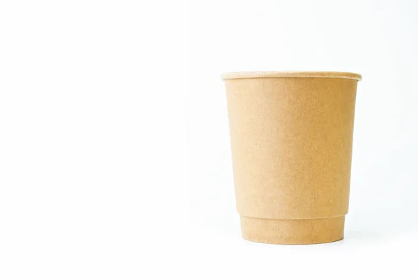 Paper cup with copy space on isolated white background — Stock Photo, Image