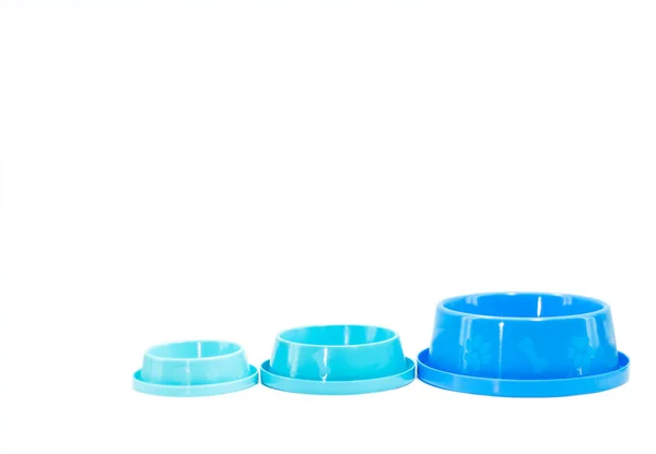 Plastic bowl three size with copy space on isolated white — 스톡 사진