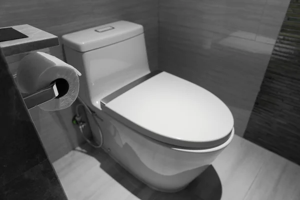 Ausscheidungsprobleme. moderne Badezimmer mit Spülung — Stockfoto