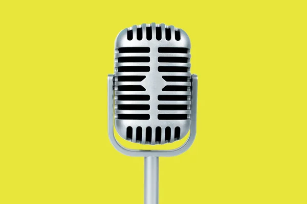 Retro Mikrofonu Żółtym Tle — Zdjęcie stockowe