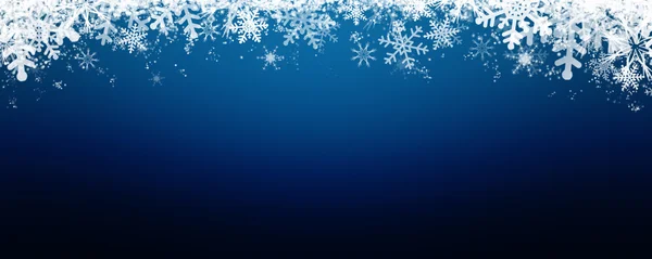 Fondo azul de invierno con nieve y copos de nieve . —  Fotos de Stock