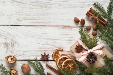 Baharatlı Noel arka plan. Fırın malzemeleri.