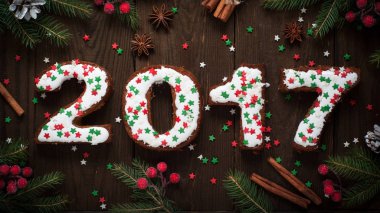 Yeni yıl pişirme. tatlı pasta harfler 2017