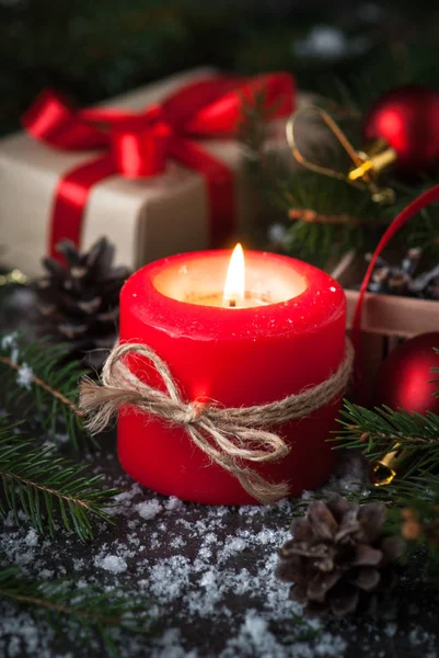 Candela regalo di Natale e decorazioni — Foto Stock