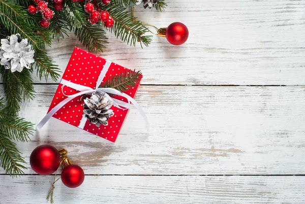 Christmas red gift box. — Stock Photo, Image