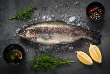 Buz üzerinde ham alabalığı