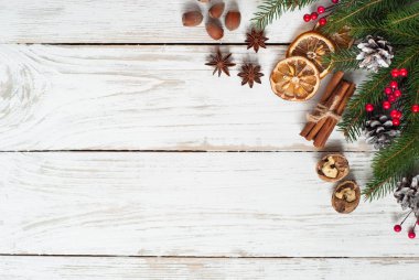 Baharatlı Noel arka plan. Fırın malzemeleri.