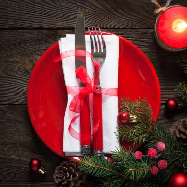 Noel tablo ayarı ile Noel süsleri. 