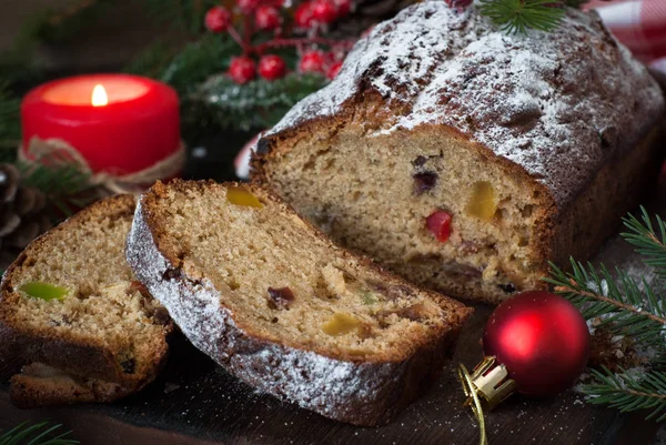 Stollen - traditional Christmas cake — Stock Photo, Image