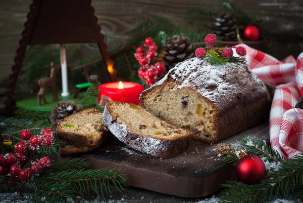 Stollen - traditional Christmas cake — Stock Photo, Image