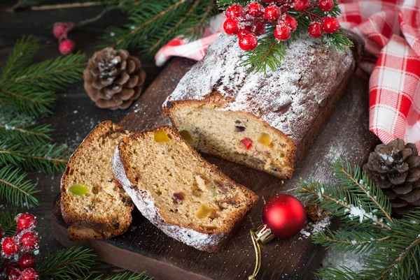 Stollen - traditional Christmas cake — Stock Photo, Image