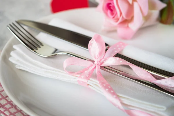 Valentines day table setting. Stock Photo