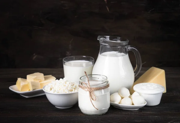 Selecção dos produtos lácteos — Fotografia de Stock