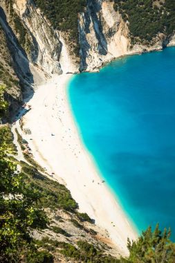 Myrtos Körfezi ve Beach Kefalonia Island, Yunanistan. 
