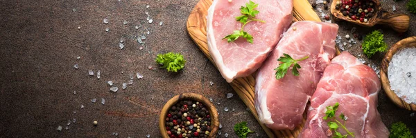 Fresh meat. Raw pork steak. — Stock Photo, Image