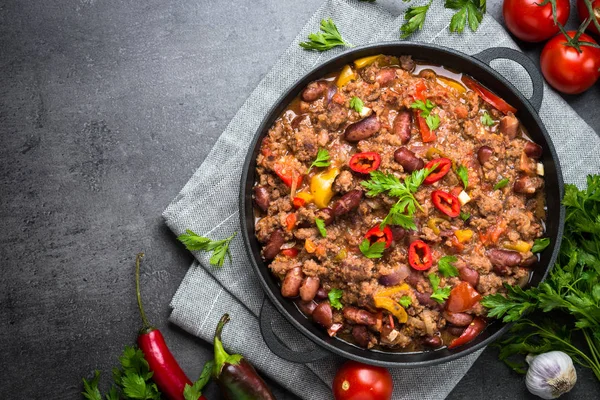 Chili con carne. Comida tradicional mexicana . — Foto de Stock
