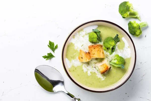 Green soup puree with broccoli. — Stock Photo, Image