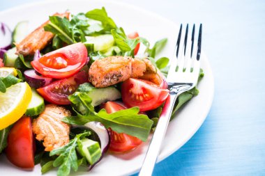 Somon ve sebzeli taze salata..