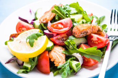 Somon ve sebzeli taze salata..