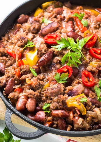 Chili con carne. Geleneksel Meksika yemeği.