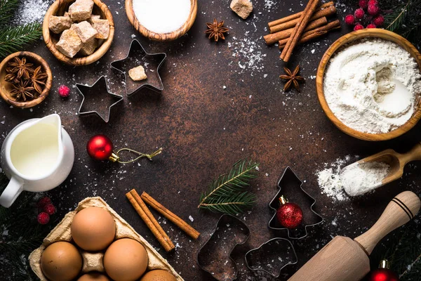 Összetevők a karácsonyi sütés főzéséhez — Stock Fotó