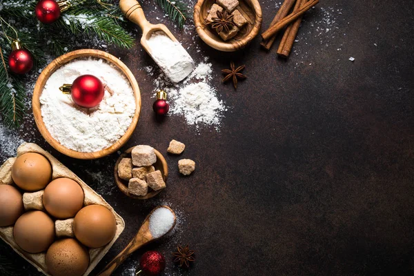 Zutaten zum Kochen von Weihnachtsgebäck — Stockfoto