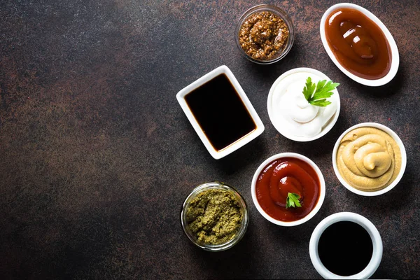 Big set of sauces. — Stock Photo, Image