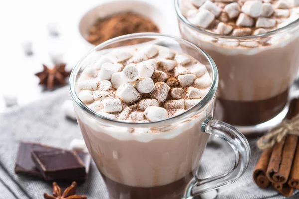 Chocolate caliente o cacao con malvavisco . — Foto de Stock