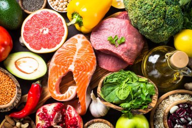 Superfood sağlıklı gıda arka plan.