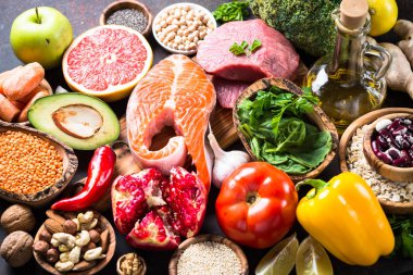 Dengeli beslenme gıda arka plan.