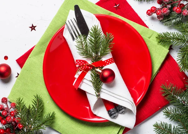 beyaz zemin üzerinde Noel tablo ayarı. 