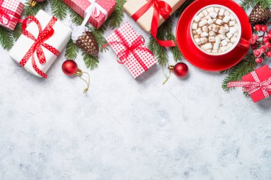 Taş masada Noel arka plan.