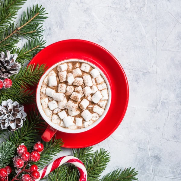 Weihnachten Hintergrund mit Kakao und Geschenk. — Stockfoto