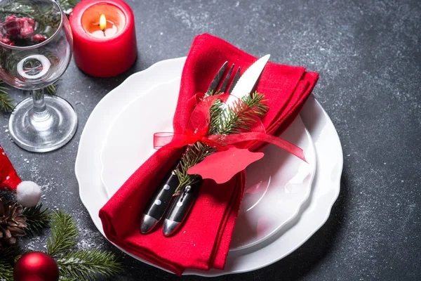 Kerst tafel dekken — Stockfoto