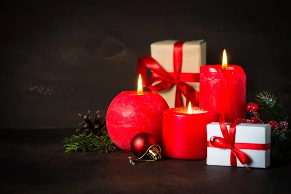 Vela roja de Navidad — Foto de Stock