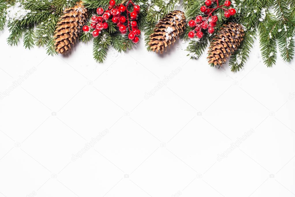 Christmas background. with fir tree and decorations.