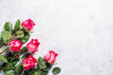 Kırmızı gül çiçek ve ahşap masa üzerinde mevcut kutusu. 