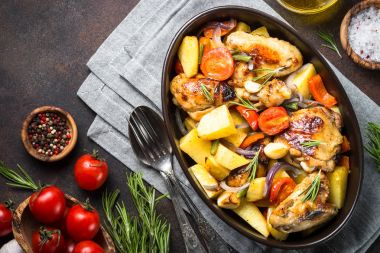 tavuk pişmiş sebze ile.